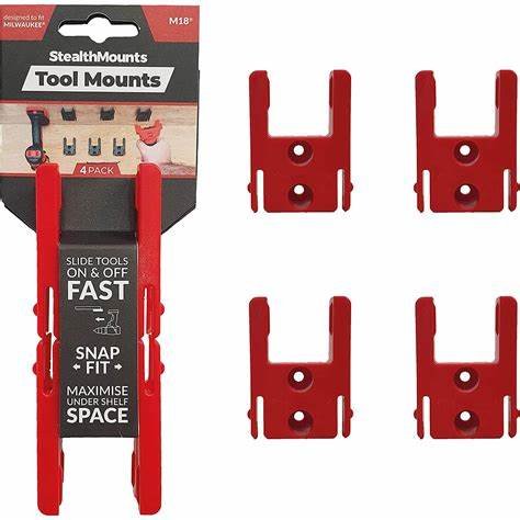 RED TOOL MOUNTS FOR MILWAUKEE M18 (4 PACK)